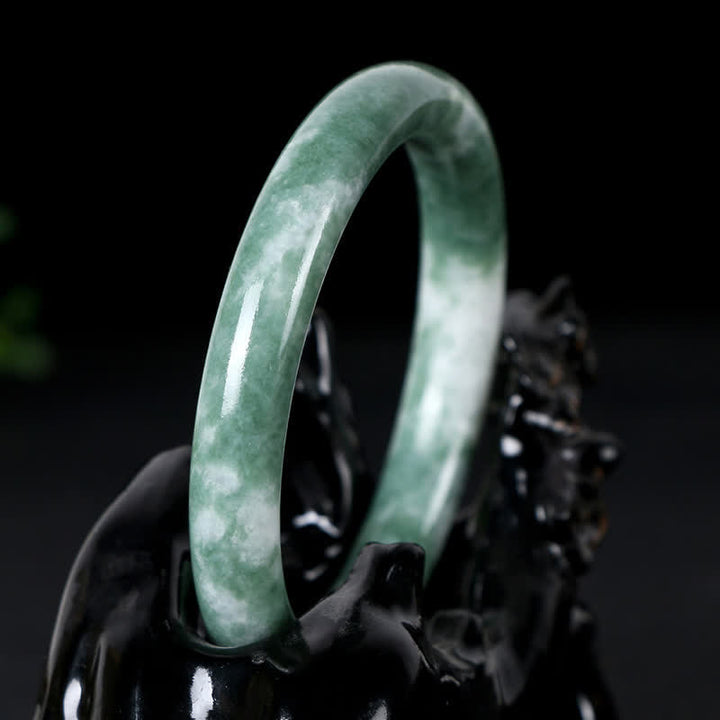 Buddha Stones天然翡翠の幸運の豊かさのバングルブレスレット - image 2