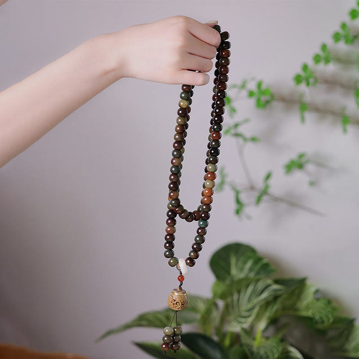 Buddha Stones108 個入りMalaビーズ 敦煌色 菩提樹種 ビーズ 邪悪な霊を寄せ付けないブレスレット