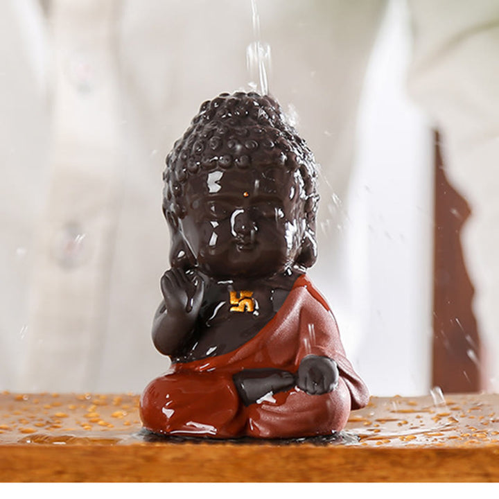 Buddha Stones小さな仏像 セレニティ 紫粘土 ホームデスクデコレーション