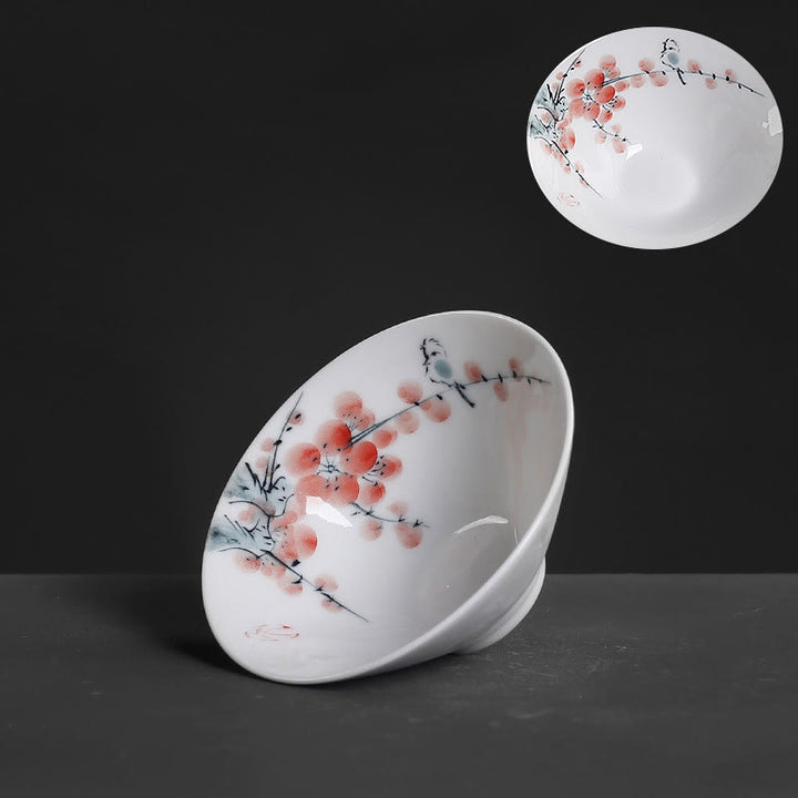 Buddha Stonesヴィンテージ 梅 蘭 竹 菊 蓮 鯉 陶器 ティーカップ カンフー ティーカップ