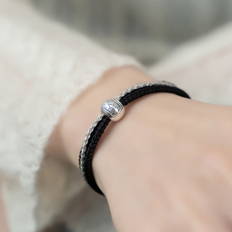 Buddha Stones925 スターリングシルバー チベット ザキラム 富と幸運の女神 ロープブレスレット