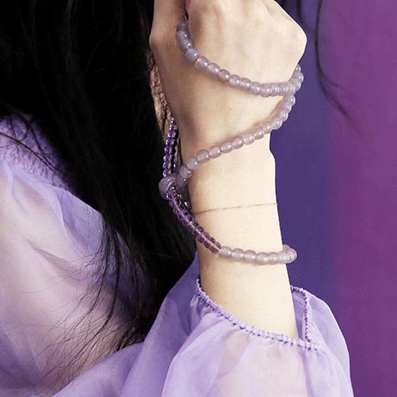 天然アメジストクリスタル瞑想ヒーリングブレスレット