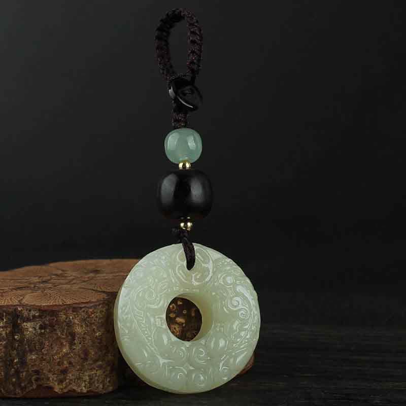 Buddha Stones翡翠 平和 バックル 豊穣 富のキーチェーン