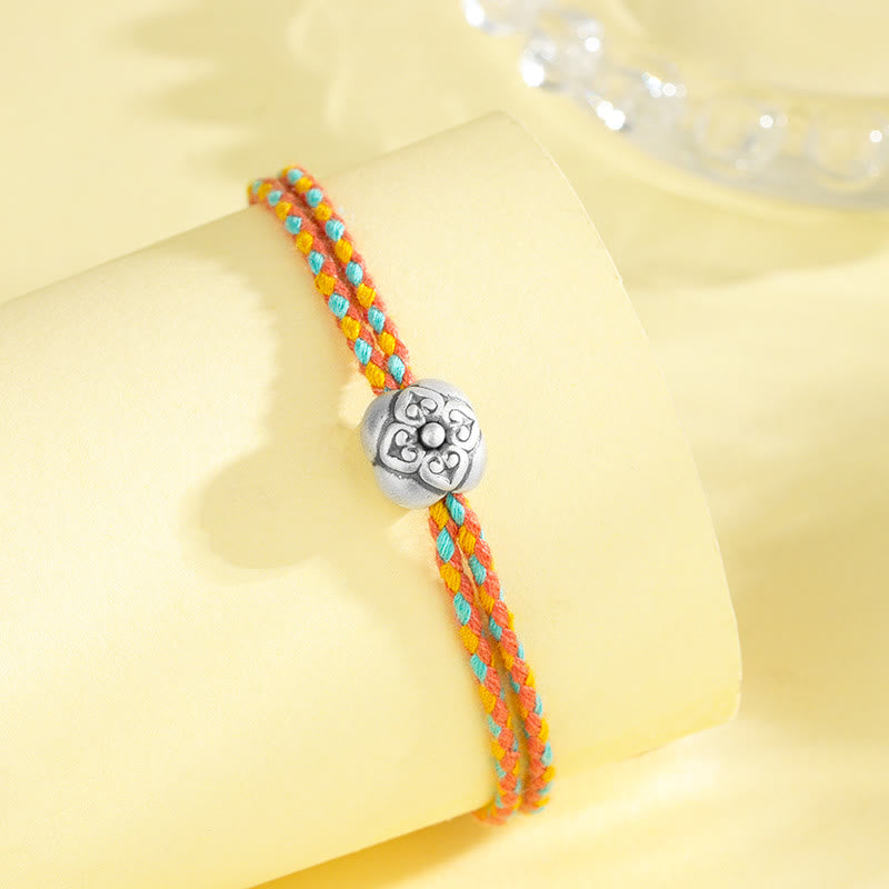 Buddha Stones999 スターリングシルバー 柿 幸運 マルチカラー 編み込みブレスレット