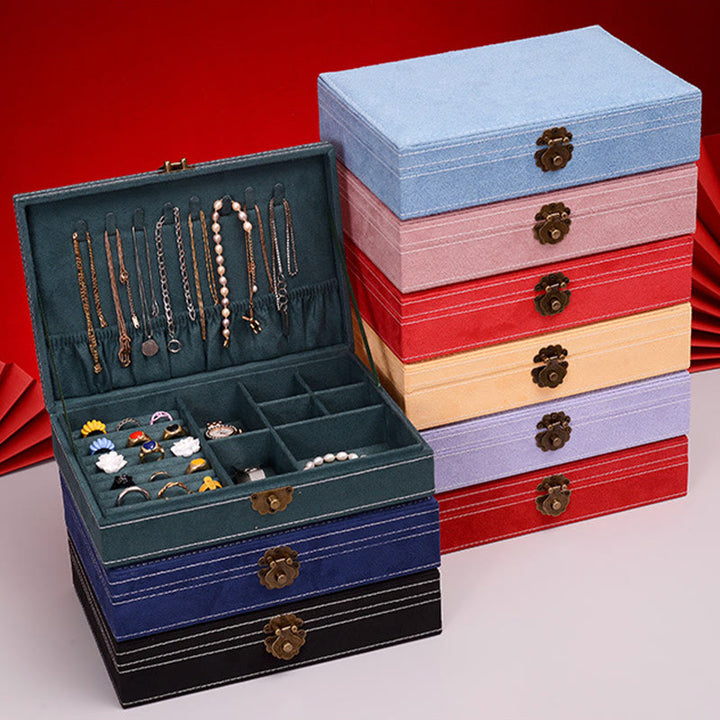 Buddha Stonesシンプルデザイン ジュエリーボックスオーガナイザー 単層 フランネル ジュエリー収納ボックス ロック付き