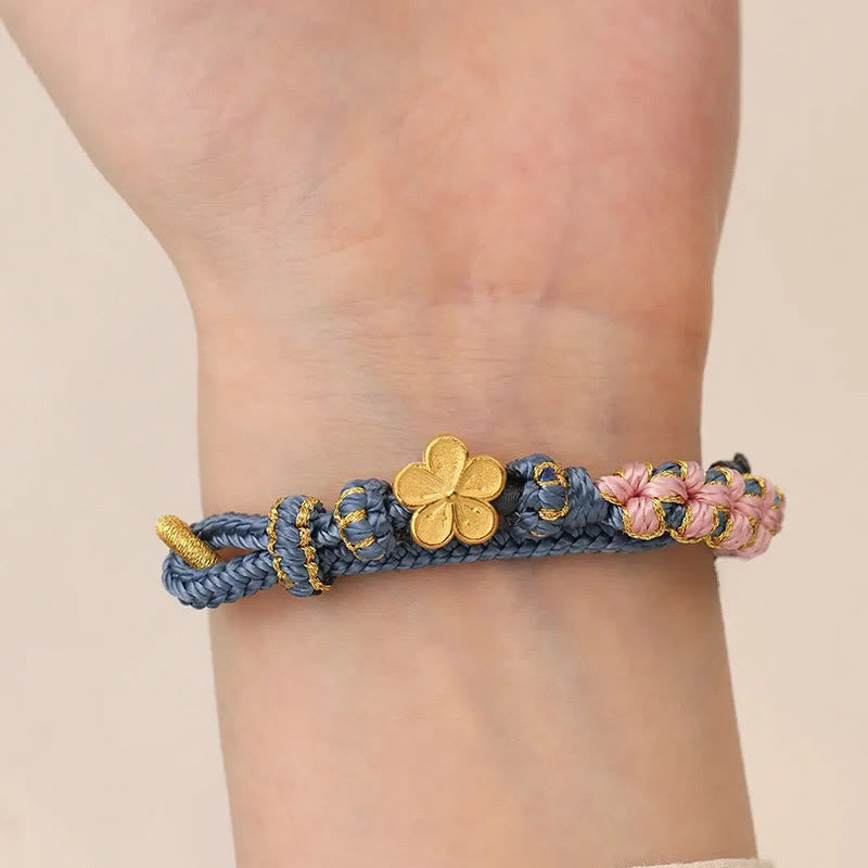 桃の花模様の富の紐ブレスレット