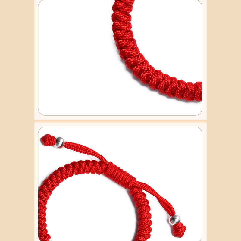 Buddha Stones 925スターリングシルバー 中国ロックチャーム マルチカラー レッドストリング プロテクション ハンドメイド編み込み キッズブレスレット