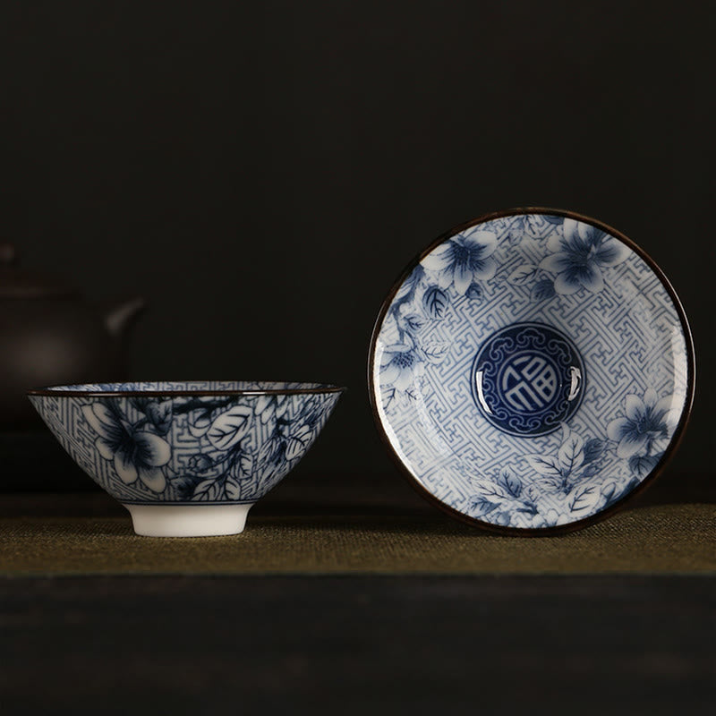 Buddha Stones、花、フーキャラクター、山、蓮、桜、陶器のティーカップ、カンフーティーカップ
