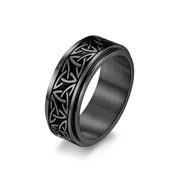 Buddha Stonesトライアングルノット トリケトラ チタン鋼 落ち着いた回転リング