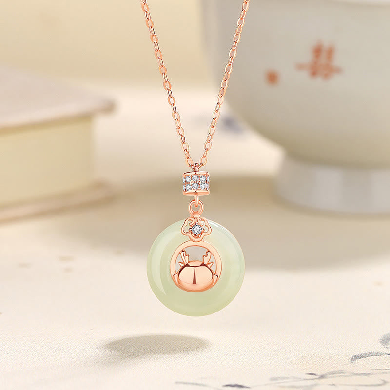 Buddha Stones925スターリングシルバー 龍年 天然和田翡翠 ジルコン 平和バックル 保護ブレスレット ネックレス ペンダント
