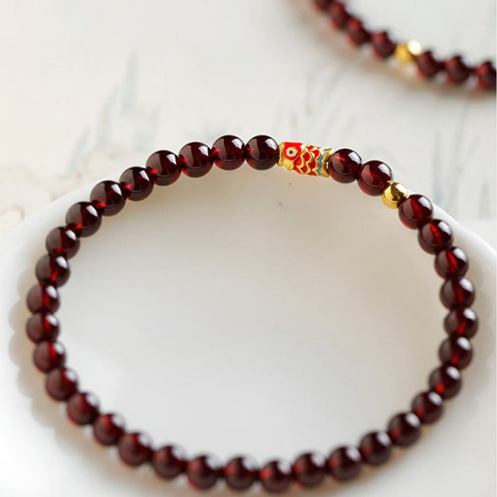Buddha Stones999ゴールド 鯉 天然ガーネット守護ブレスレット - image 5