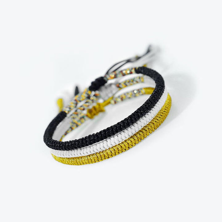 Buddha Stones3個入り チベット ハンドメイド マルチカラー キングコングノット お守りブレスレット