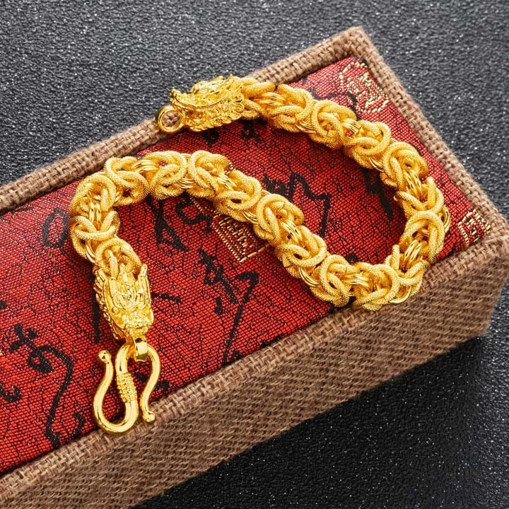 Buddha Stones24Kゴールドメッキ 双頭龍守護ブレスレット
