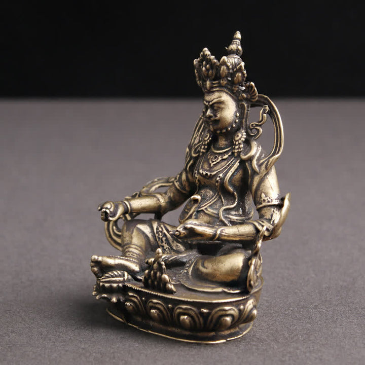 Buddha Stones黄色 ジャンバラ菩薩像 静寂の銅像 装飾