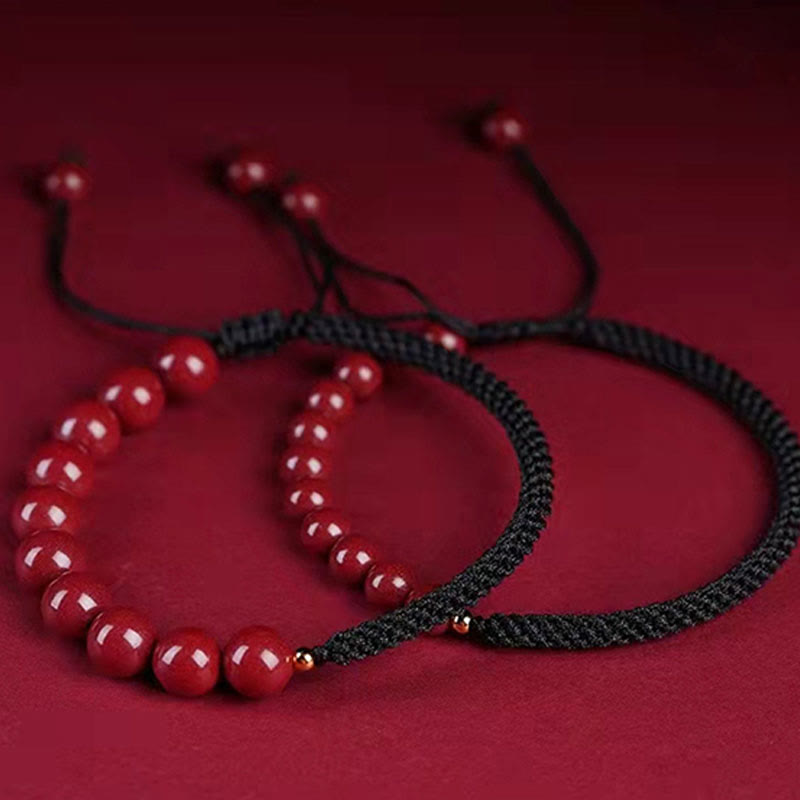 Buddha Stones天然辰砂キングコングノット祝福ストリングブレスレット