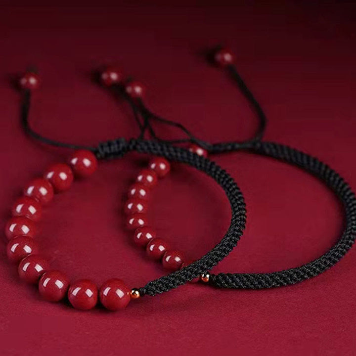 Buddha Stones天然辰砂キングコングノット祝福ストリングブレスレット