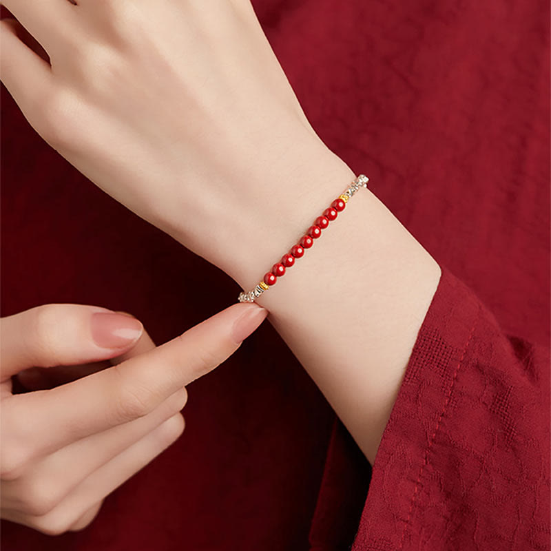 Buddha Stones925 スターリングシルバー 辰砂 フーキャラクター 祝福ブレスレット
