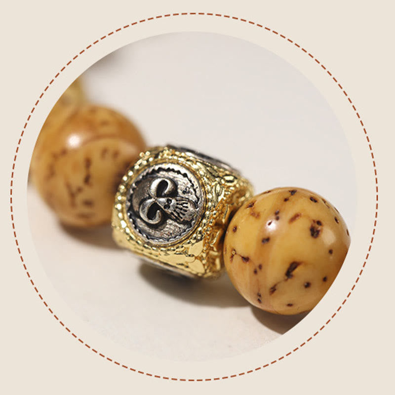 Buddha Stonesチベット天然紫金鼠菩提樹の富ダブルラップブレスレット