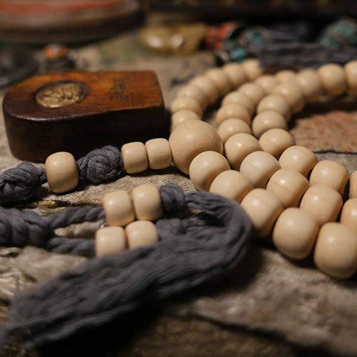 Buddha Stones108 個のMalaアベリア ビフローラ 木製 邪気払い 手首用Mala