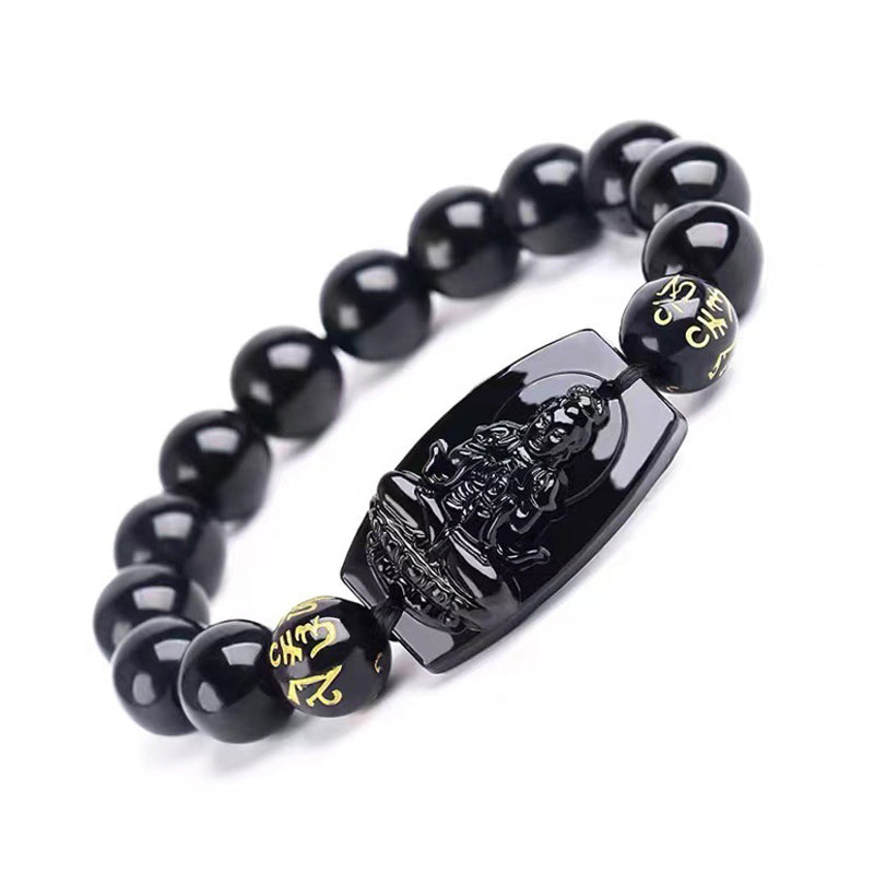 Buddha Stones、十二支、黒曜石の守護ブレスレット