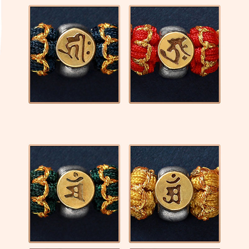 Buddha Stones十二支誕生仏シルバー 幸運 編み紐 ブレスレット