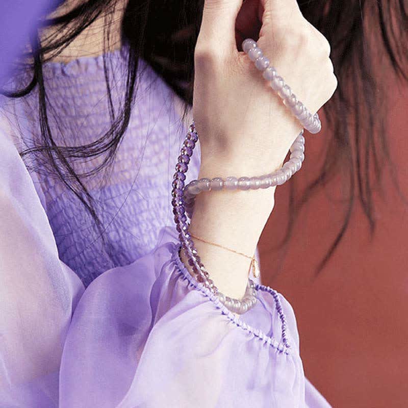 天然アメジストクリスタル瞑想ヒーリングブレスレット - image 6