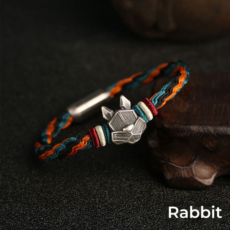 Buddha Stonesハンドメイド 999 スターリングシルバー 龍年 十二支 守護 カラフル 輪廻 結び目 ロープ ブレスレット