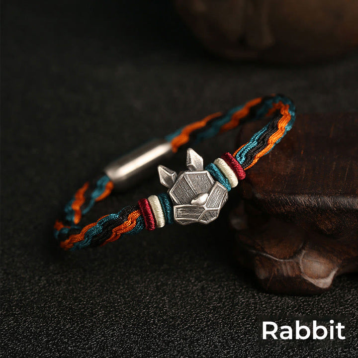 Buddha Stonesハンドメイド 999 スターリングシルバー 龍年 十二支 守護 カラフル 輪廻 結び目 ロープ ブレスレット