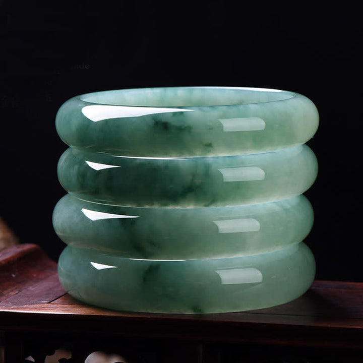 Buddha Stones翡翠の豊穣の幸運のヒーリングバングルブレスレット