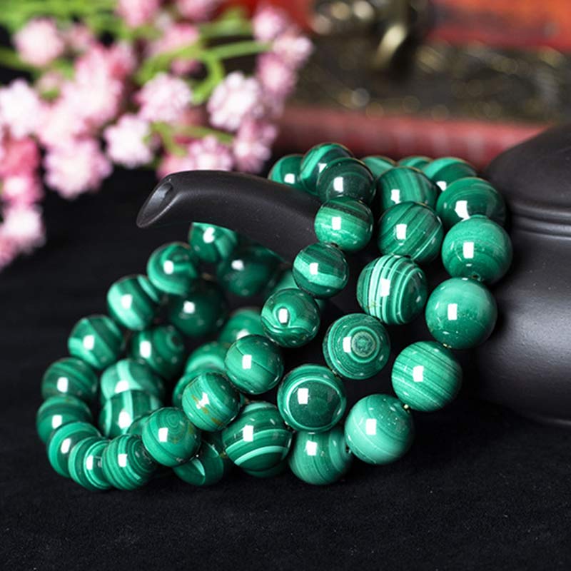 Buddha Stones天然マラカイト 保護 静寂 ブレスレット