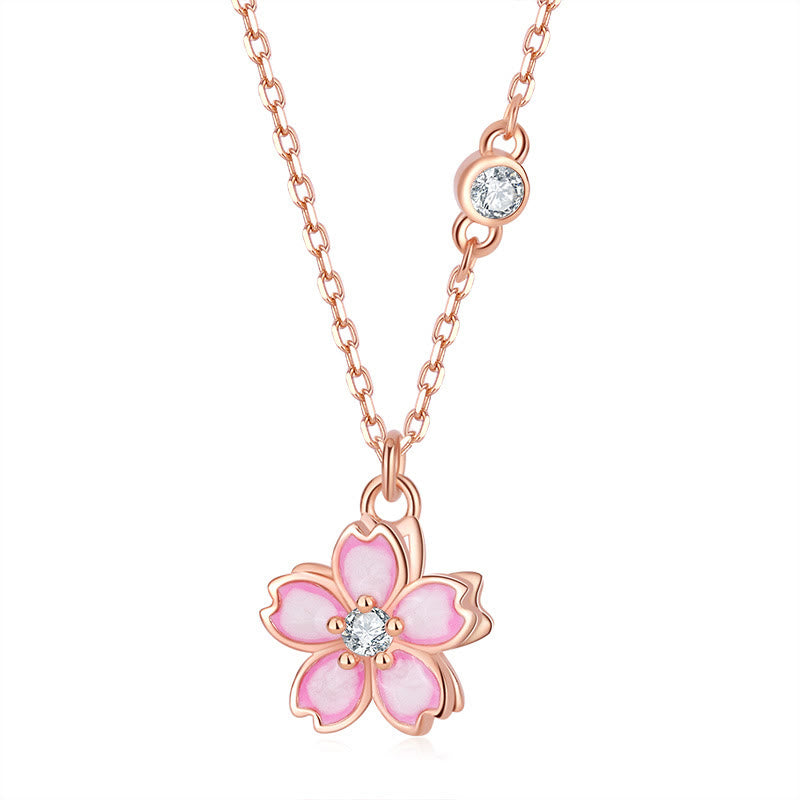 Buddha Stones925スターリングシルバー 桜の花 回転式保護ネックレスペンダント
