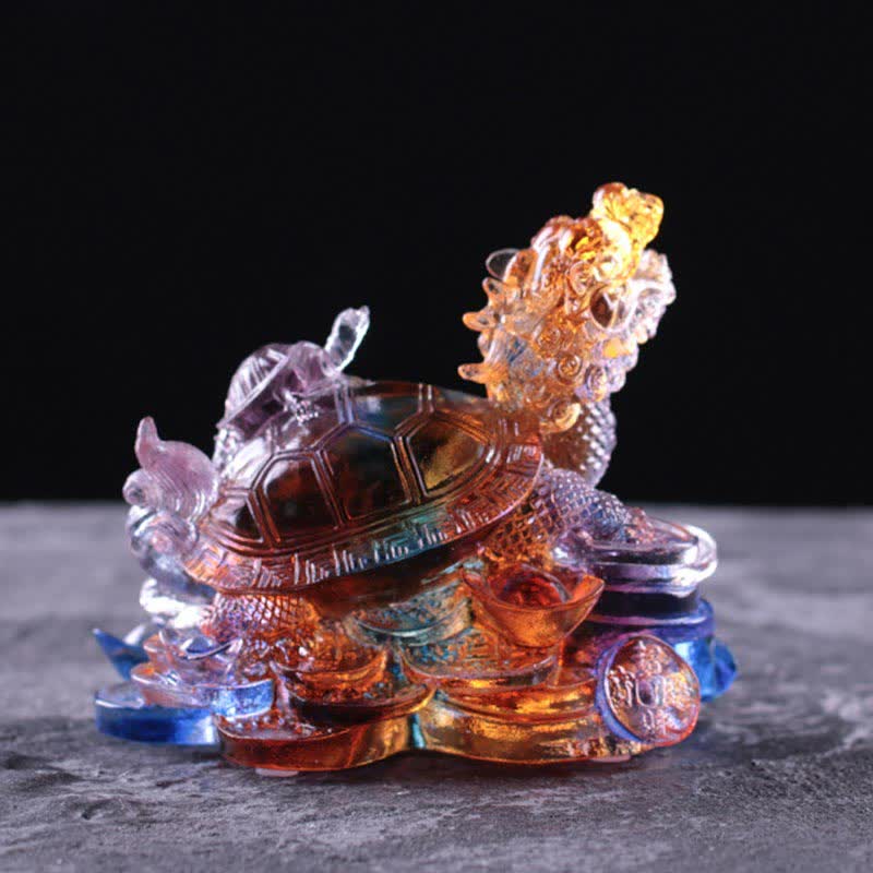 Buddha Stones風水 龍 亀 コイン 手作り 琉璃 クリスタル 幸運 アートピース ホームオフィス 装飾 - image 8