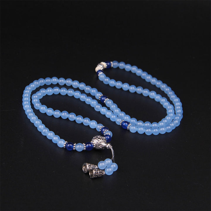 Buddha Stones108ビーズ ブルークリスタル ヒーリングブレスレットMala