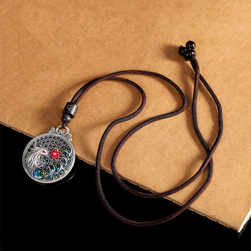Buddha Stones990スターリングシルバー フェニックス 幸運の守護ネックレスペンダント