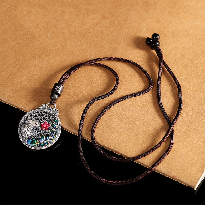 Buddha Stones990スターリングシルバー フェニックス 幸運の守護ネックレスペンダント