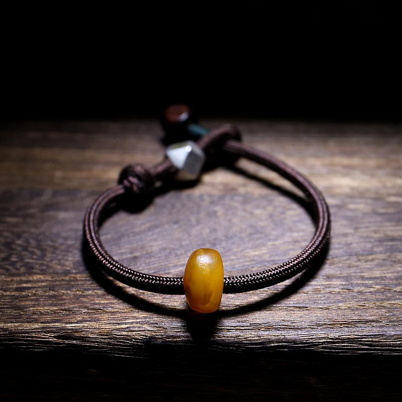 Buddha Stones925スターリングシルバー十二支誕生仏天然琥珀 透明 不安解消ブレスレット - 鶏-不動明王 - 22cm - image 0