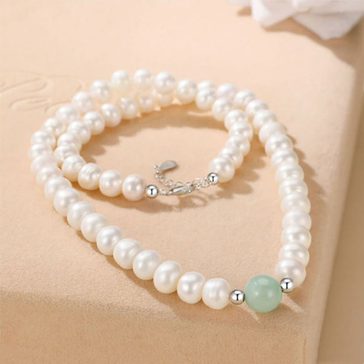 Buddha Stones 925スターリングシルバー 天然パール 翡翠 ヒーリングネックレス ブレスレット イヤリング ギフトボックス付き