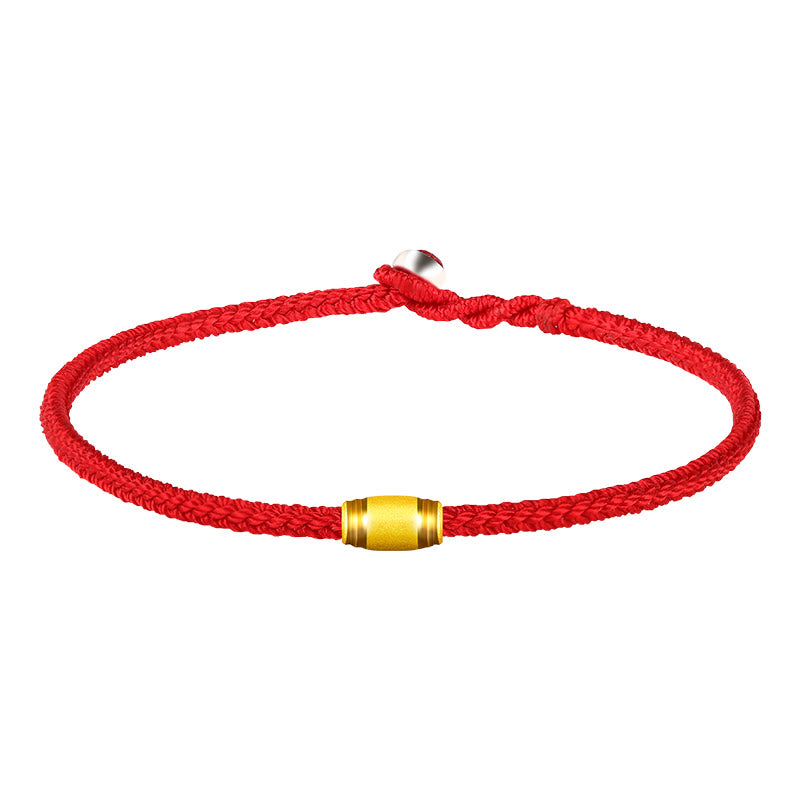 Buddha Stones999ゴールド ラッキービーズ 8スレッド ピースノット レッドロープブレスレット