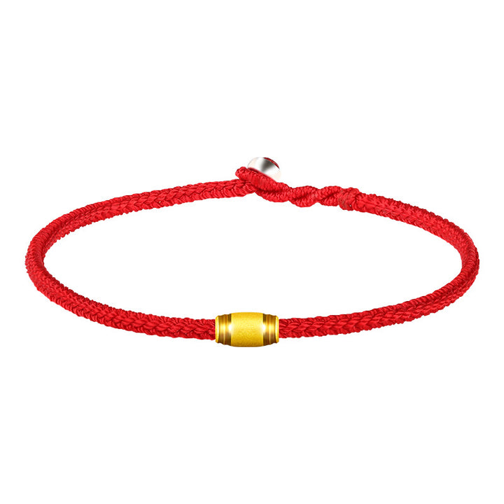 Buddha Stones999ゴールド ラッキービーズ 8スレッド ピースノット レッドロープブレスレット
