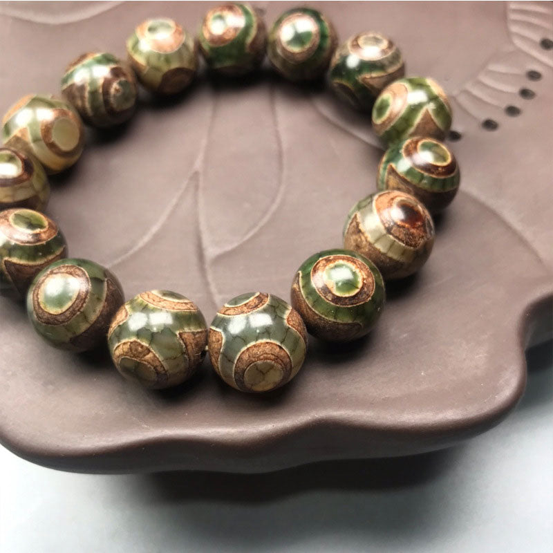 Buddha Stones三眼ビーズサードニクス幸運ブレスレット