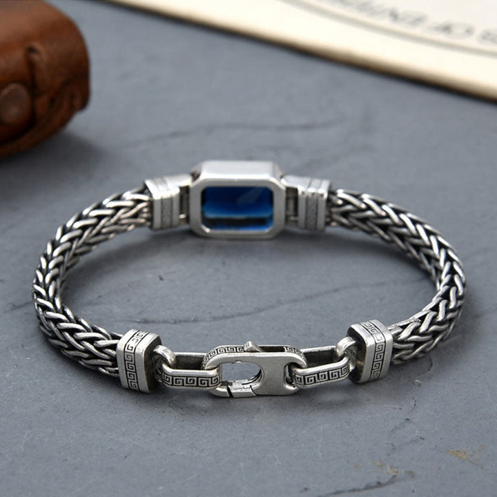 Buddha Stonesレトロブルーアクリル ドラゴンキール編みデザイン ヒーリング ウェルスバックルブレスレット