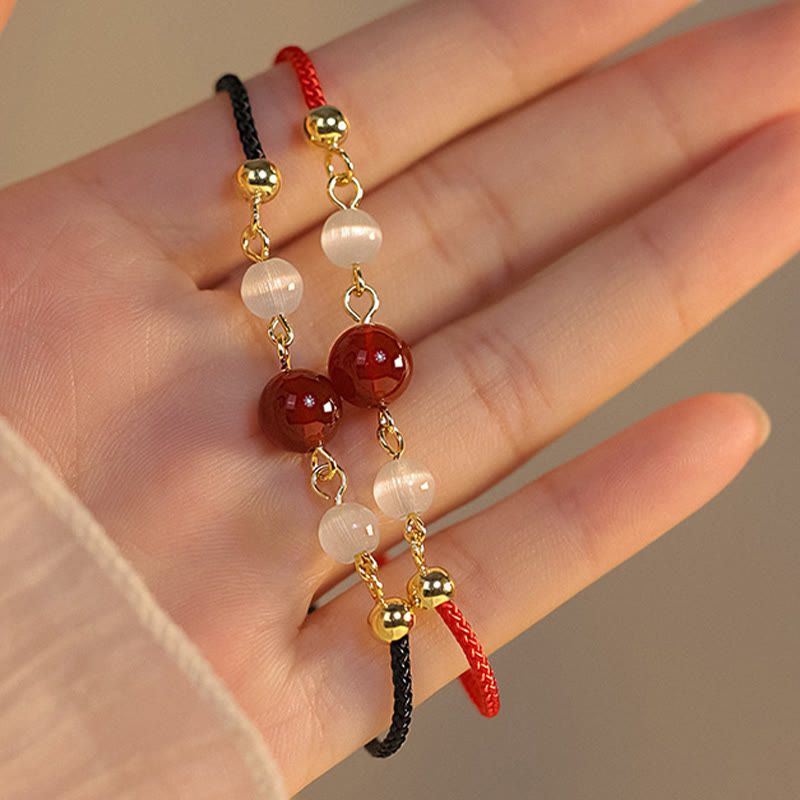 Buddha Stonesレッドアゲート キャッツアイ 編み紐 自信のブレスレット - image 9