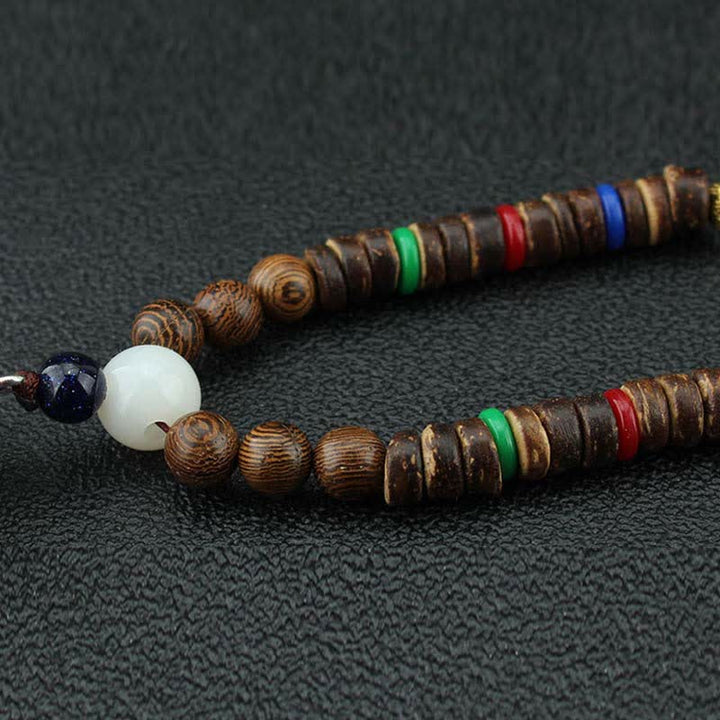 Buddha Stonesチベットオーム・マニ・パドメ・フム祈祷ホイール回転 金剛杵 木製ネックレス ペンダント - image 11