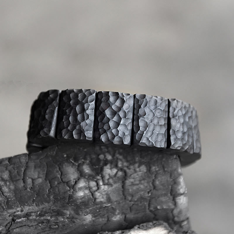 Buddha Stonesヴィンテージ黒檀木目テクスチャ平和カップルブレスレット