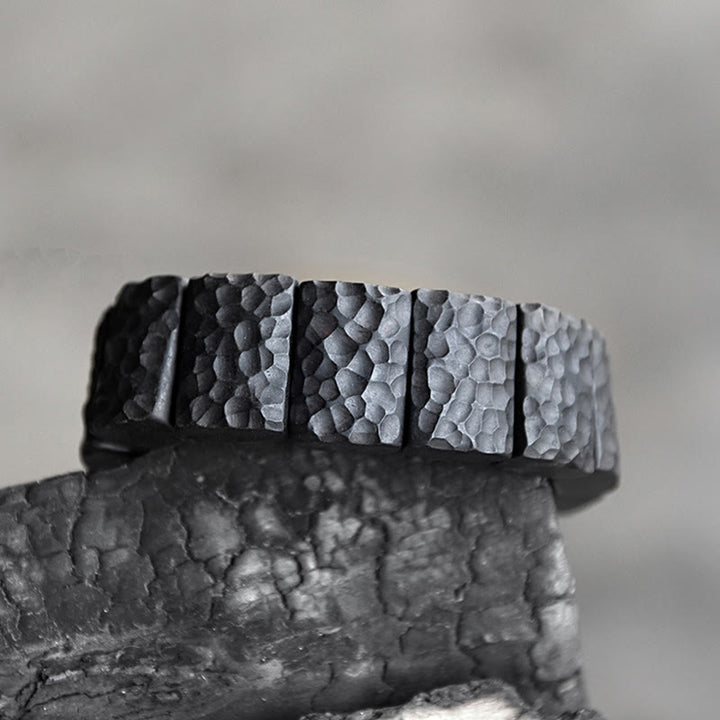 Buddha Stonesヴィンテージ黒檀木目テクスチャ平和カップルブレスレット