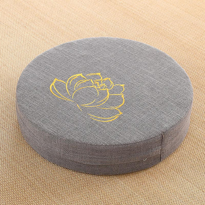 Buddha Stonesと蓮の刺繍入りコットンリネン瞑想用シートクッション