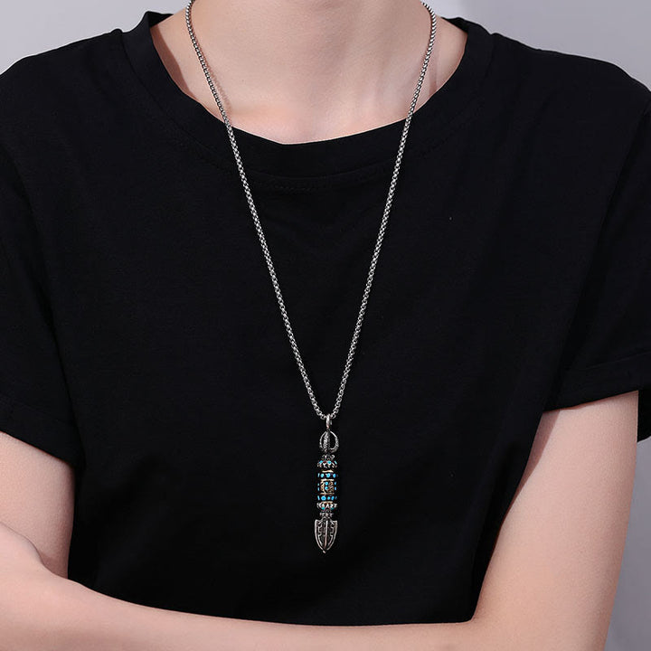Buddha StonesチベットOm Mani Padme Hum守護 富 回転式ネックレスペンダント