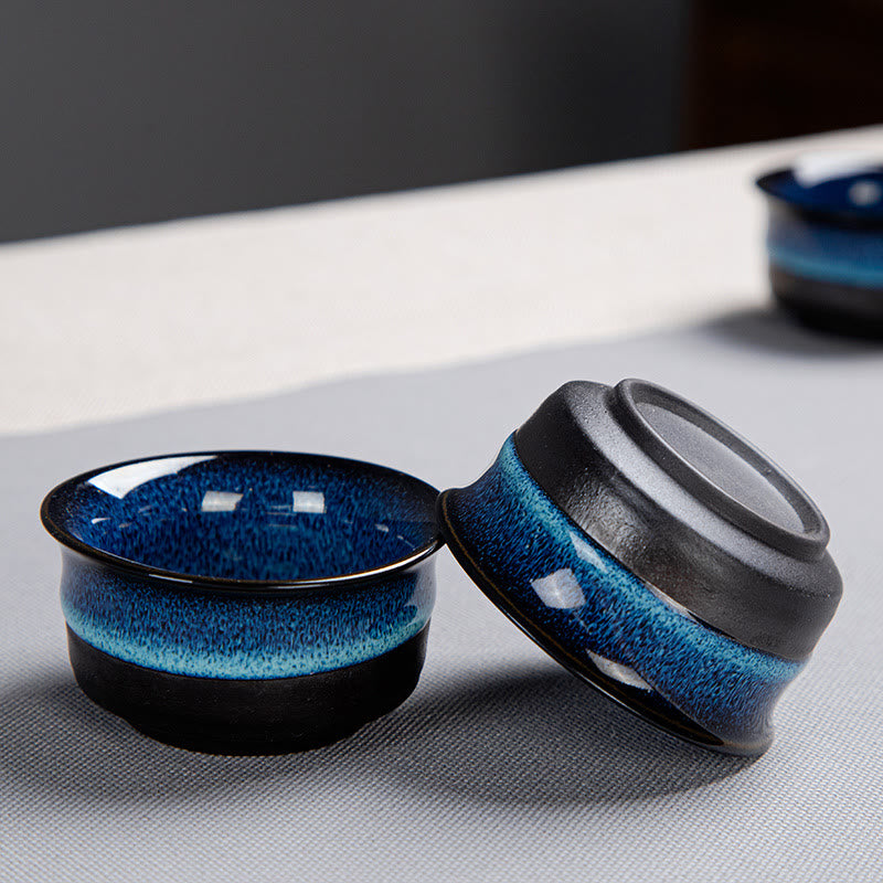 Buddha Stonesブルーグラデーションカラー 中国功夫茶 陶器ティーポット ポータブルギフトバッグボックスセット