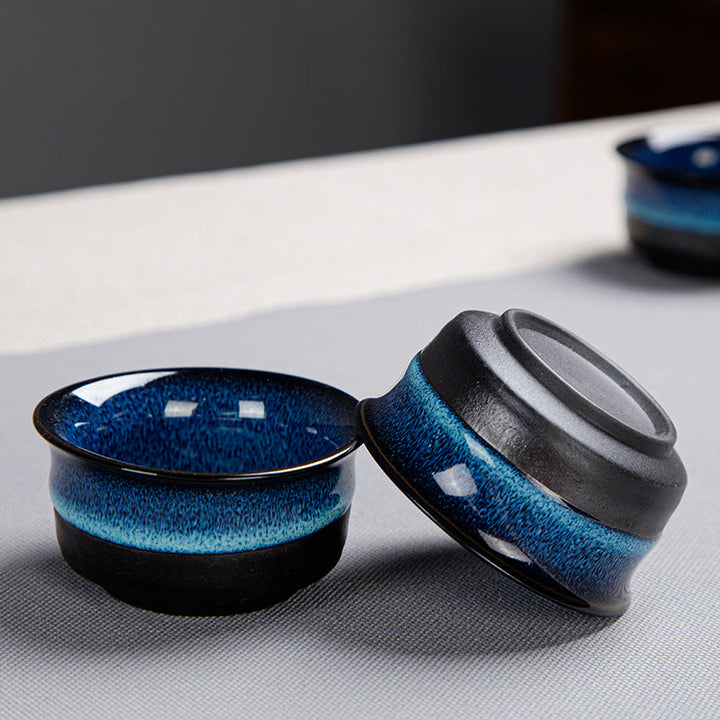 Buddha Stonesブルーグラデーションカラー 中国功夫茶 陶器ティーポット ポータブルギフトバッグボックスセット