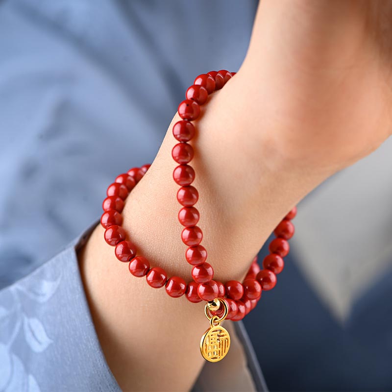 Buddha Stonesチベット辰砂グリーンアベンチュリン幸運ブレスレットネックレス
